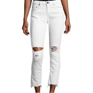 Rag and Bone Dre Capri in White Distressed